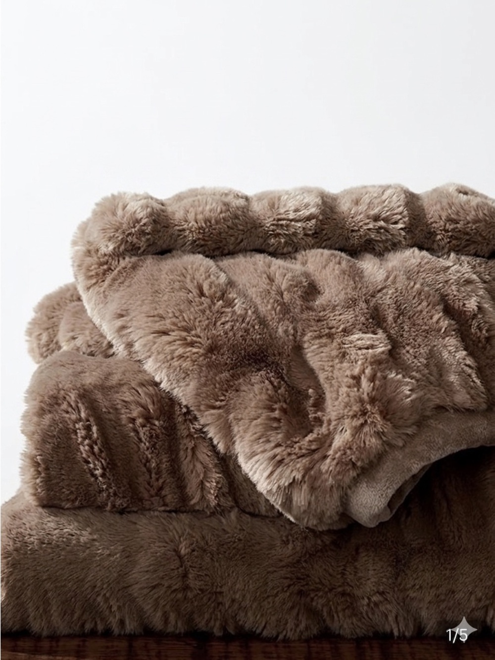 Pottery Barn Ruched Faux Fur Throw in Taupe